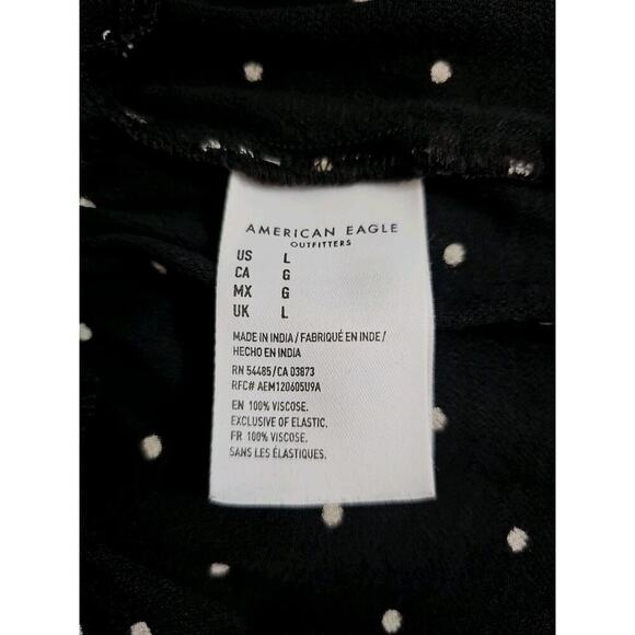 American Eagle~Woman Size L~Black/White Polka Dot Ruffle Tie Wrap Dress Long Slv - Picture 15 of 15